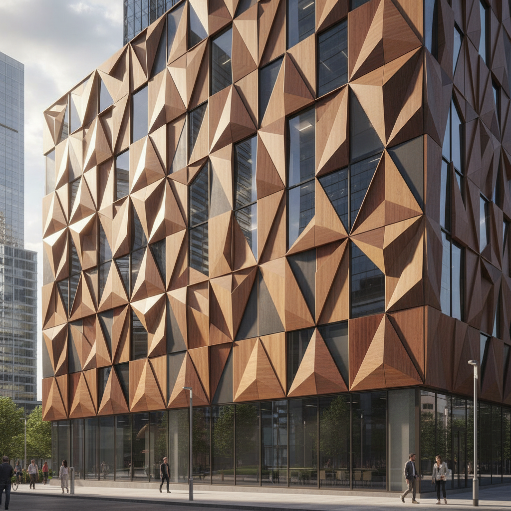 Wpc 3d Wall Panel For Commercial Facade Cladding