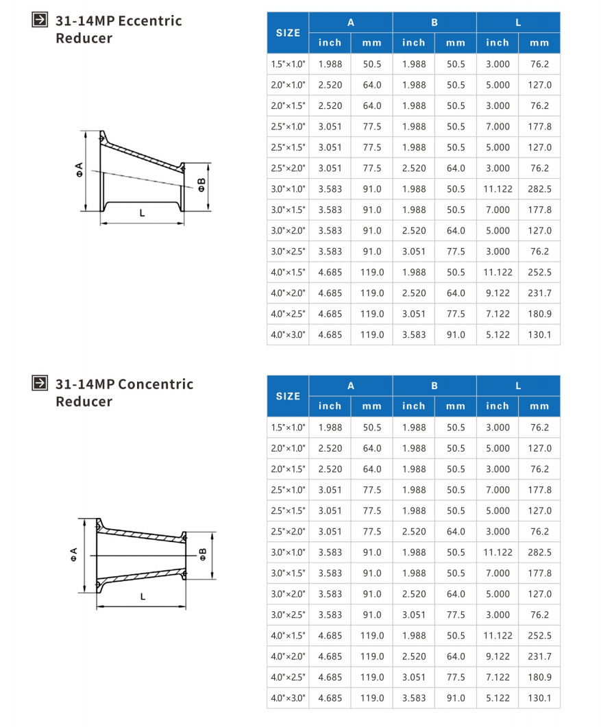 Sanitary Clamp Fittings - concentric Reducer (1)