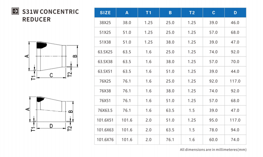 Sanitary Clamp Fittings - concentric Reducer (3)