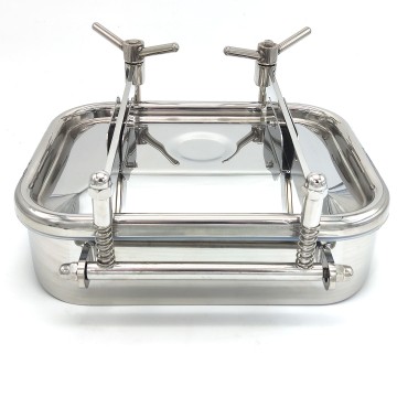 Stainless Steel Hygienic Grade Rectangular Double Arm Tank Manhole Cover