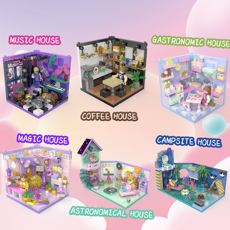 Yuxin YX874\YX855,YX884-YX889 Love of Lavender Theme House Series Micro-particle Building Blocks Children's Educational Toys