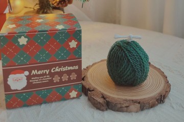 Christmas novelty creative green simulation ball wool scented candle