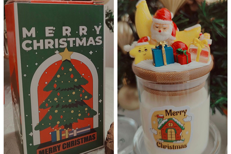 Creative handmade Santa embellishments with scented candle with moon Decor