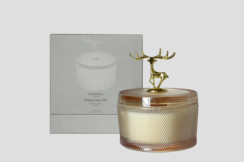 Wholesale Handmade Soy Wax Glass Cup with Antler Hammer Design