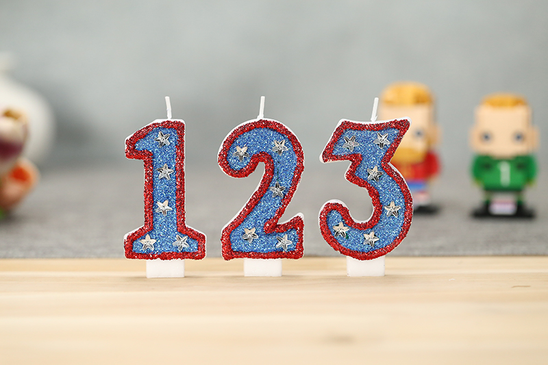 Red stroke blue bottom five-pointed star digital modeling birthday candle