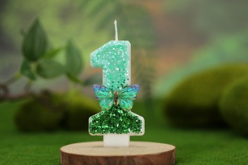 Hot-selling green and blue butterfly decorated digital birthday candle