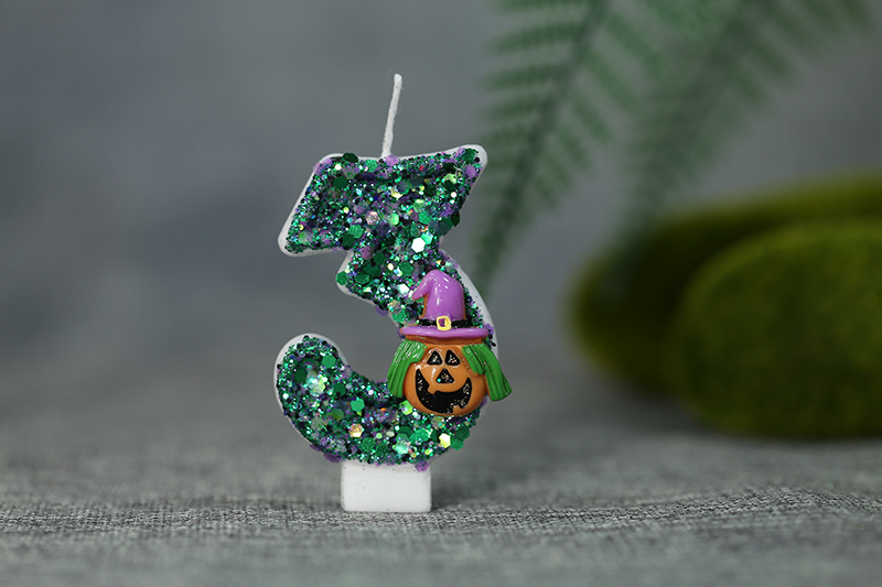 Novelty green pumpkin skulls decorated with digital candle