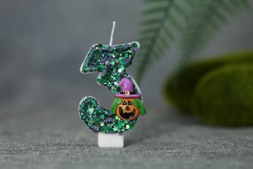 Novelty green pumpkin skulls decorated with digital candle