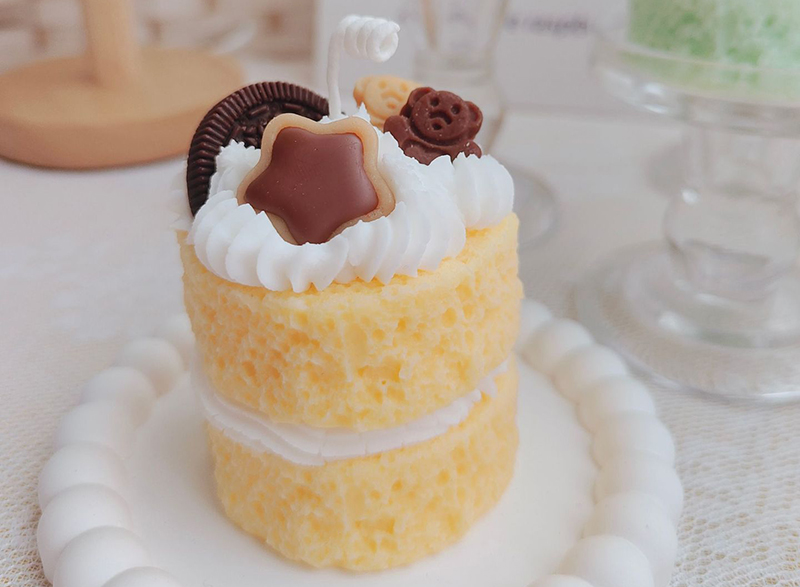 Popular Handmade Double Yellow Cake Scented Candle For Decoration