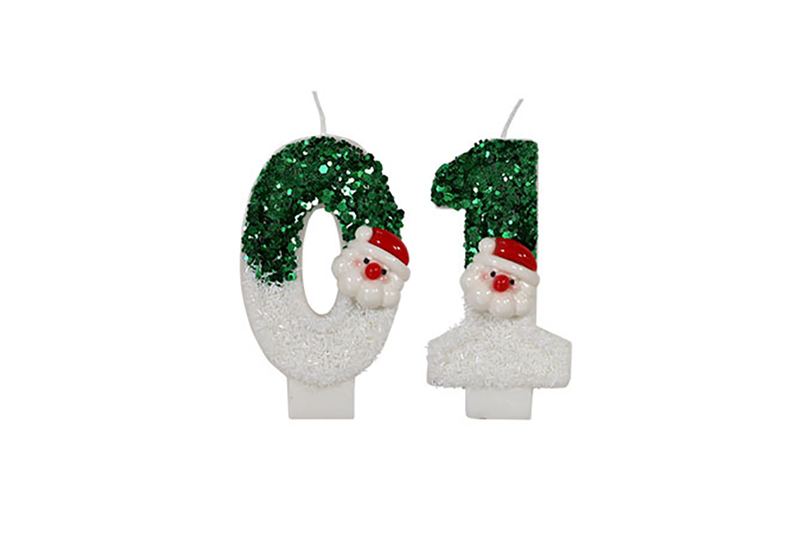 Creative Green White Santa Candle Red Hat Snowman Christmas digital candle