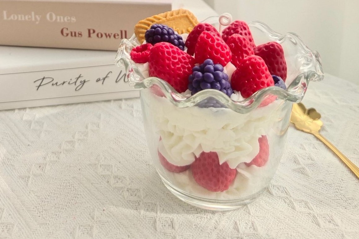 Strawberry Yogurt Cup-Shaped Scented Candle