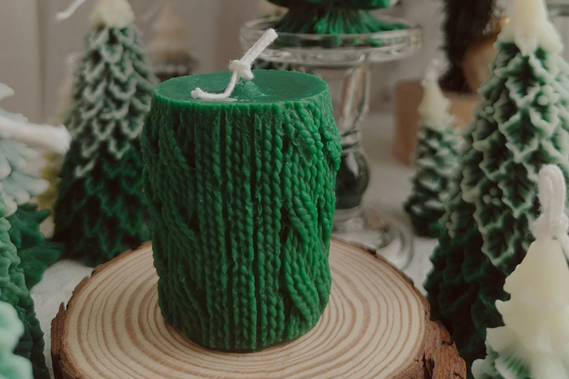 Christmas creative novelty handmade green wool shape scented candle