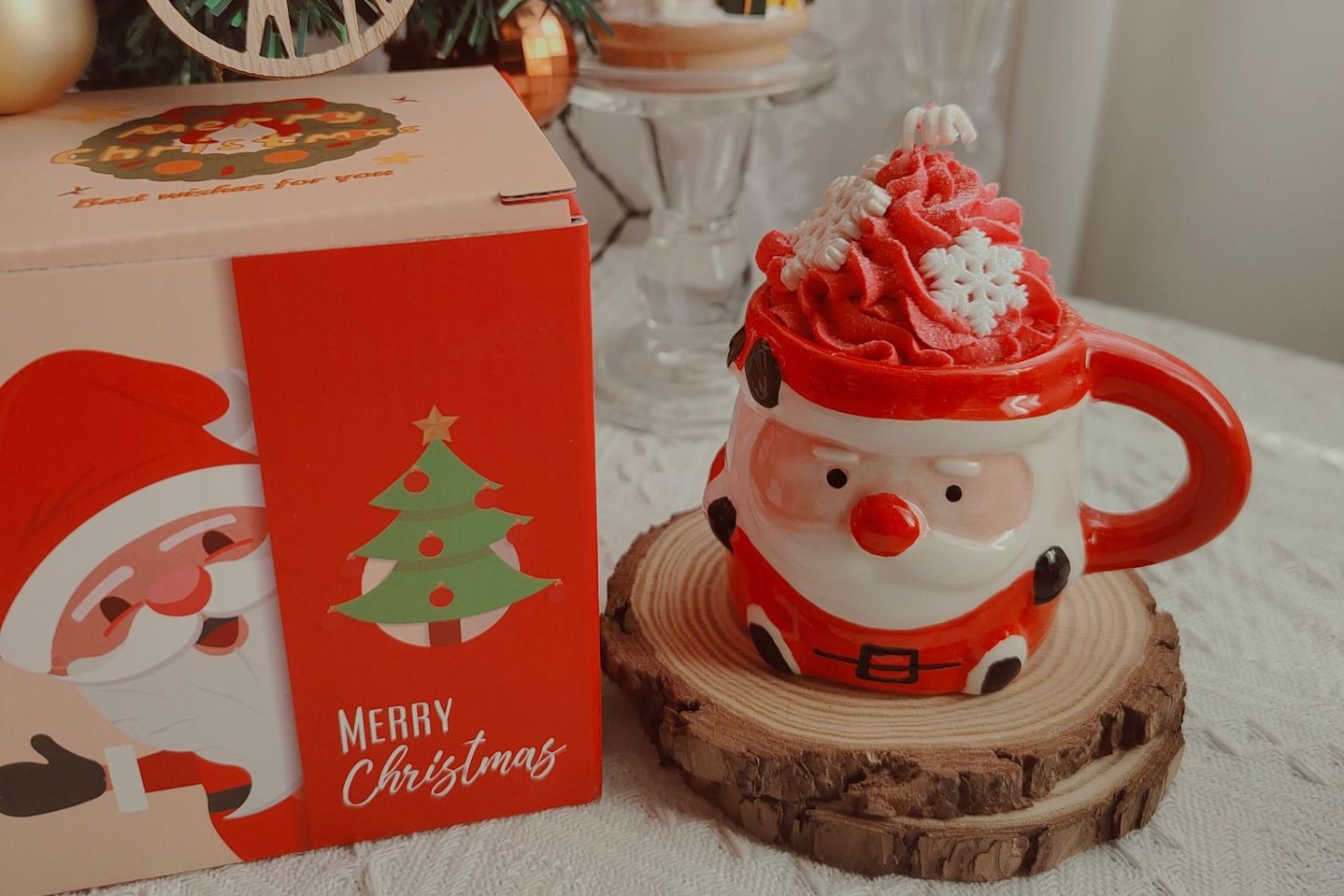 Snowflake Santa Ceramic Mug & Scented Candle Gift Set