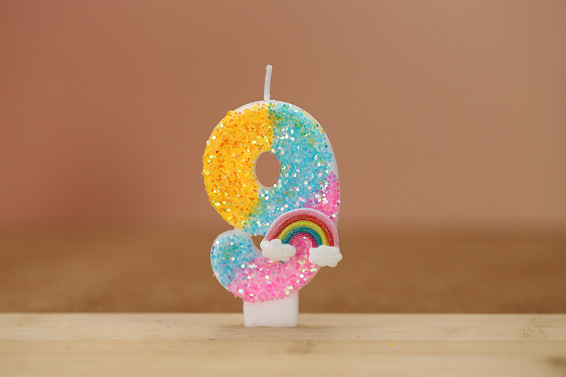 Colorful rainbow decorated digital modeling birthday candle