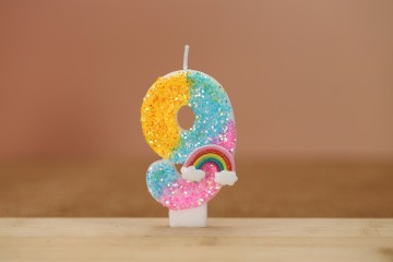 Colorful rainbow decorated digital modeling birthday candle