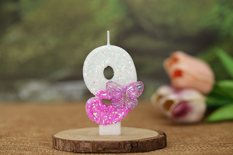 Creative two-color butterfly decorating digital modeling birthday candle