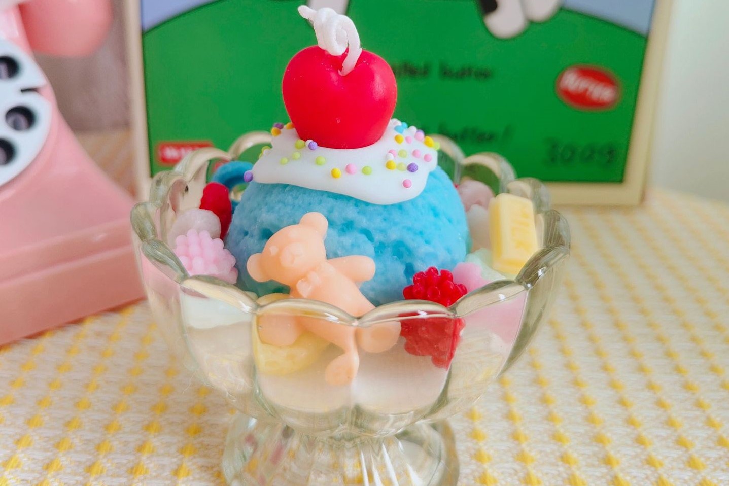 Cherry Ice Cream Scented Candle - Fun Home Decor - Blue