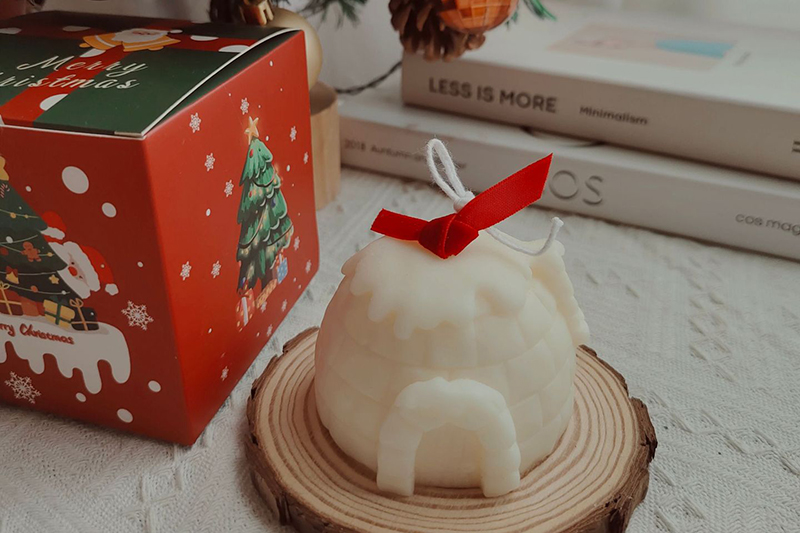 Creative handmade mini Christmas Igloo scented candle for Atmosphere Decoration