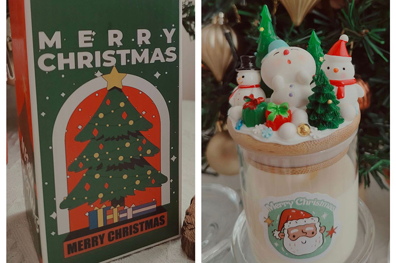 Creative handmade Christmas decoration aromatherapy candle ornaments with snowman Decor