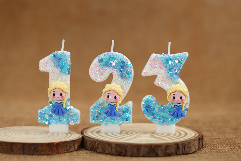 Novelty Princess Elsa embellishes digital birthday candle for cake decor