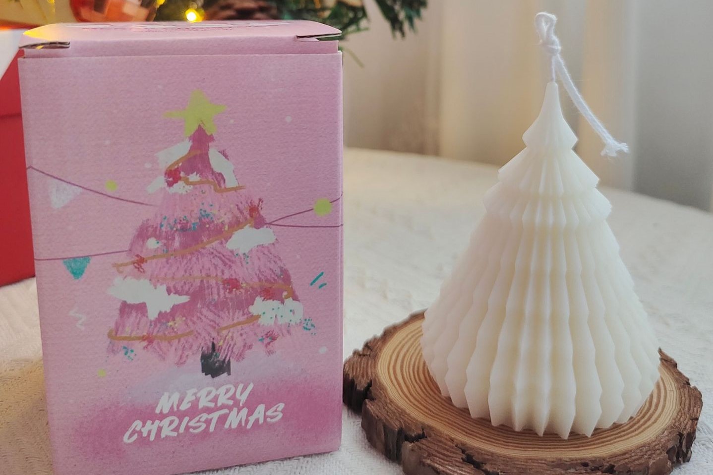 White Origami Christmas Tree Scented Candle