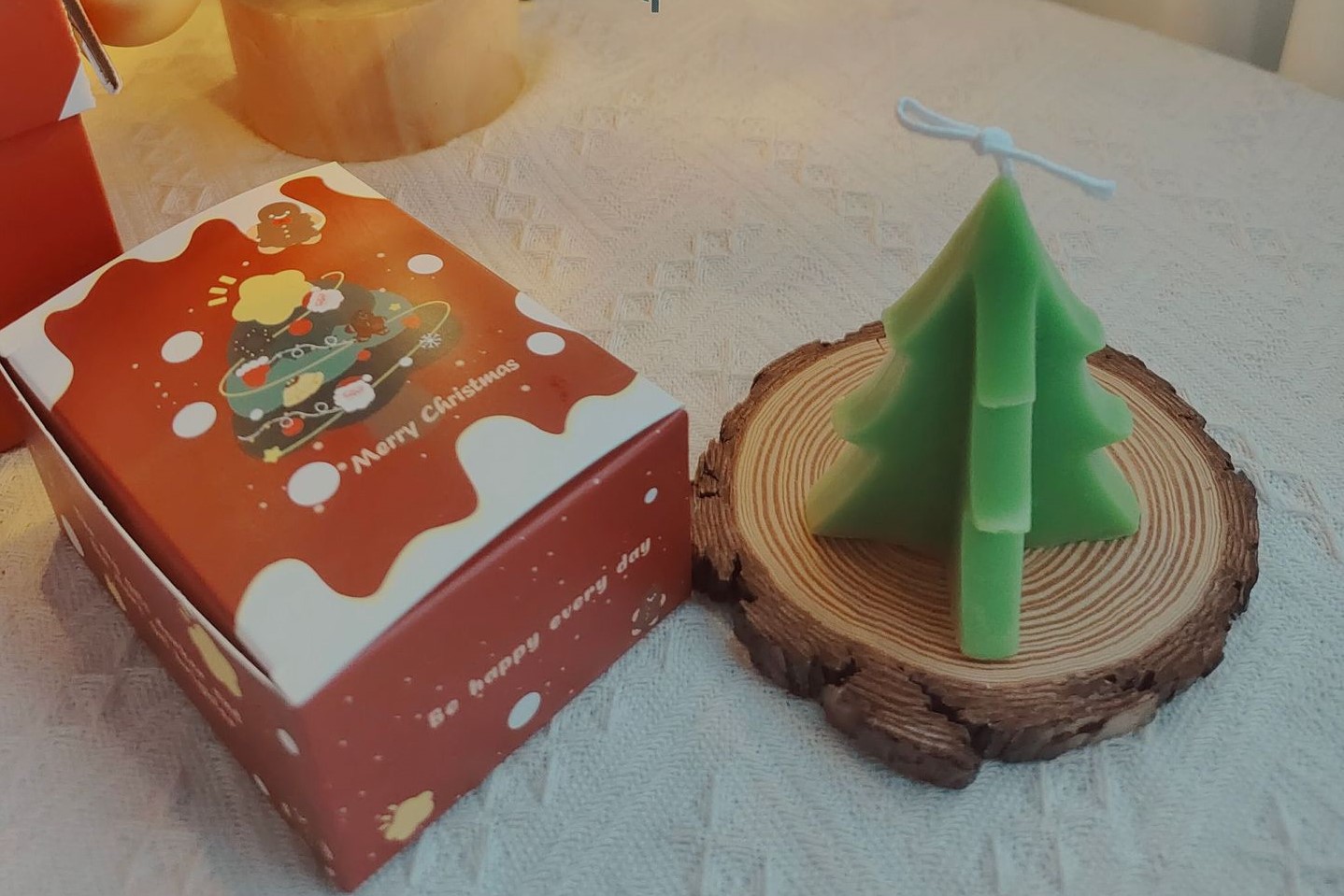 Geometric Christmas Tree Scented Candle Design