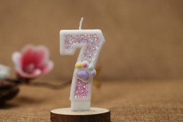 Sweet and cute pink bear PAWS embellished with digital candle