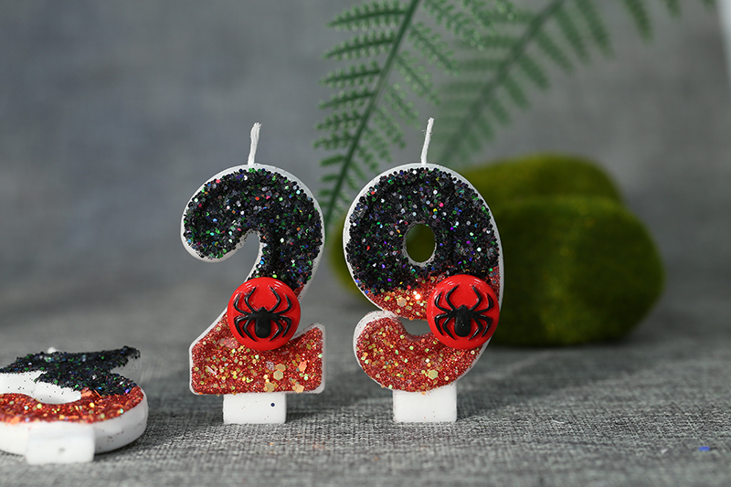 Creative circular spider decorations adorn digital candle for party decor