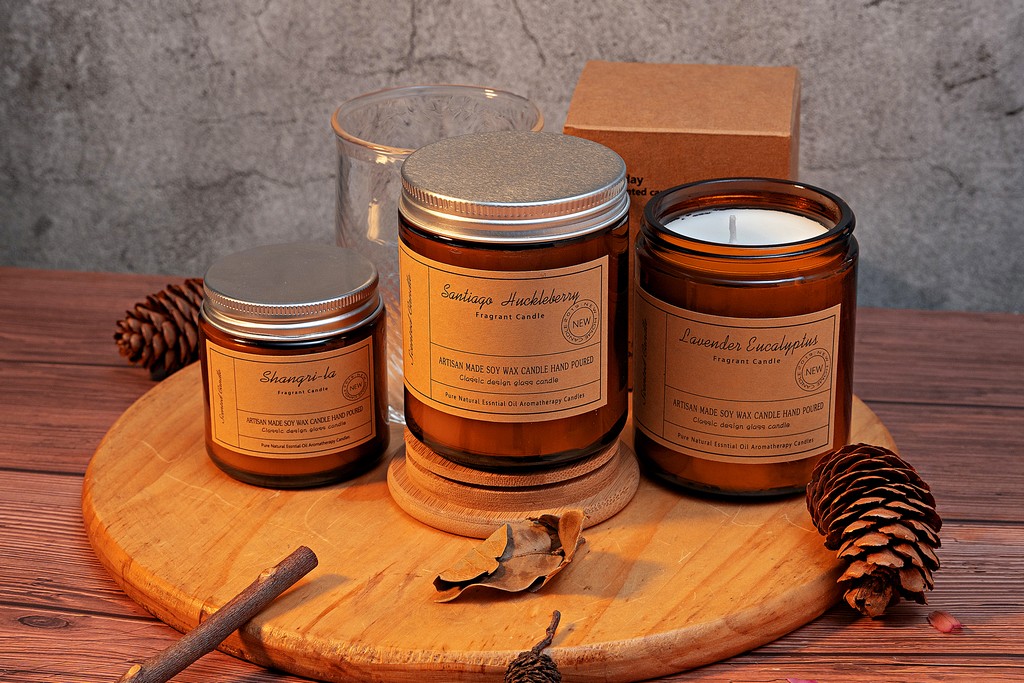 Brown Frosted Candle Jar with Aromatherapy Scent