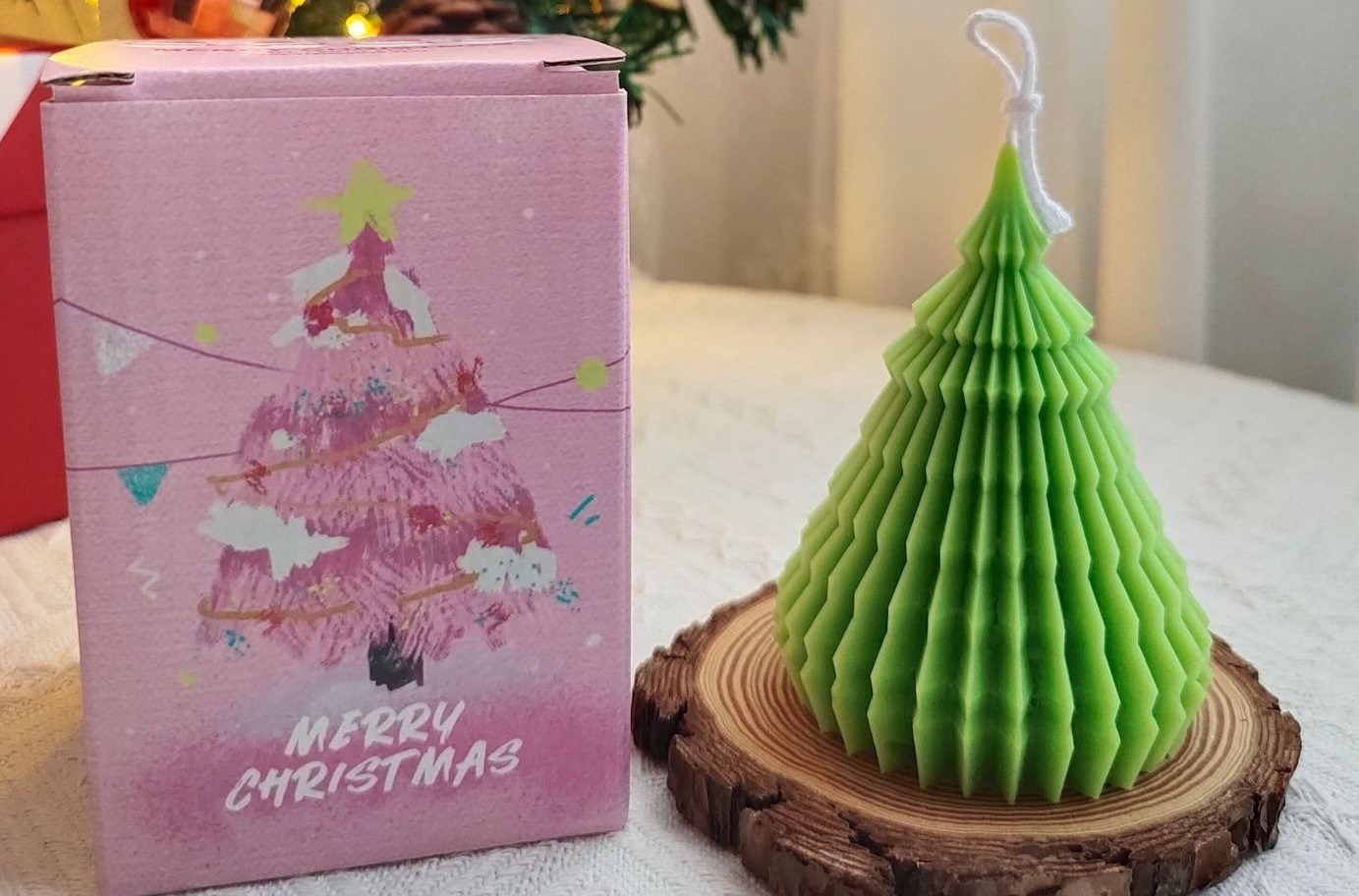Green Origami Christmas Tree Aroma Candle - Festive Décor