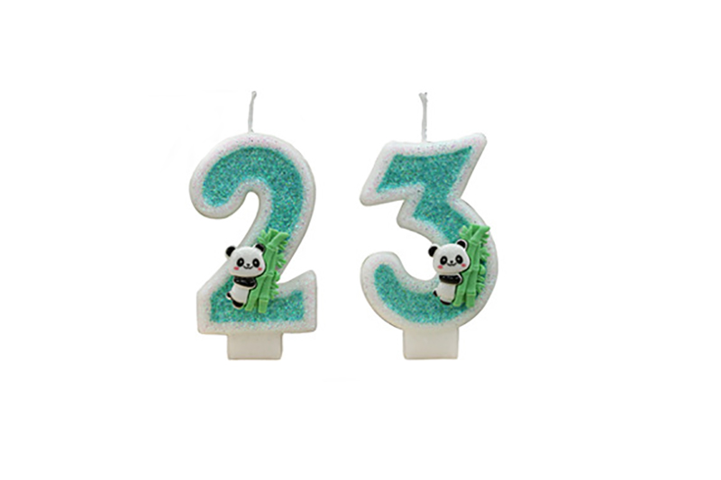 Creative bamboo panda decorated digital birthday candle