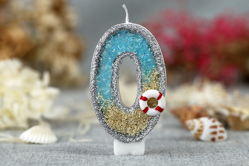 Creative summer beach swimming circle digital candle for birthday decor