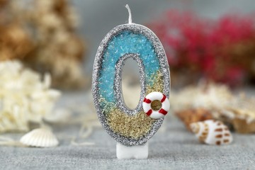 Creative summer beach swimming circle digital candle for birthday decor