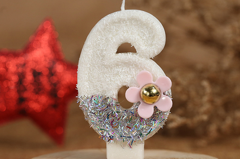 Handmade creative digital flowers for birthday cake decorated candle