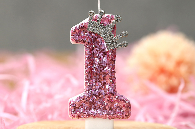 Luxury digital Princess Pink tiara decorated with birthday candle