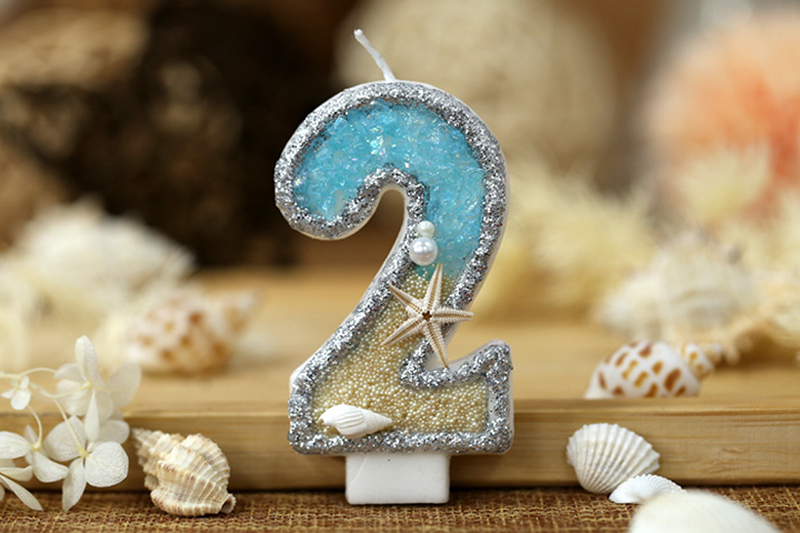 Summer beach starfish birthday cake party decorated candle