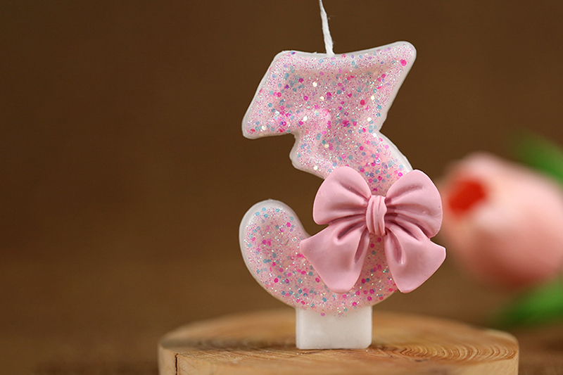 Creative digital candle Girl Pink bow birthday candle