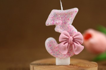 Creative digital candle Girl Pink bow birthday candle