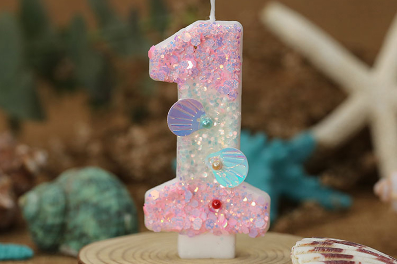 Creative digital gradient pink shell pearl birthday candle