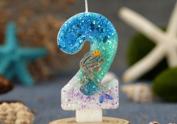 Creative Ocean Beach Crown Mermaid Digital Birthday Candle