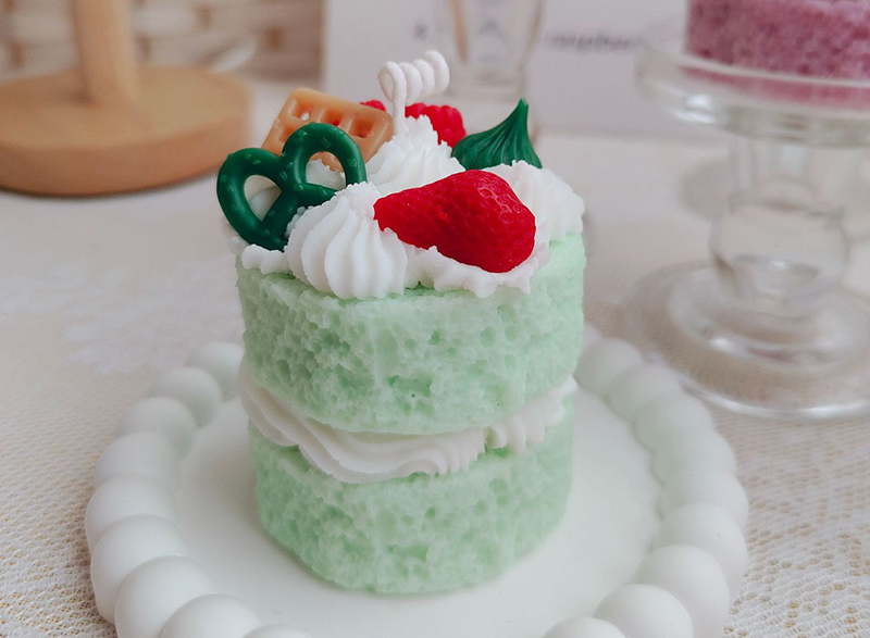 Handmade Double Layer Peppermint Cake Scented Candle For Decoration