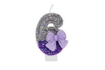 Gradation purple bow digital birthday cake candle for party decor