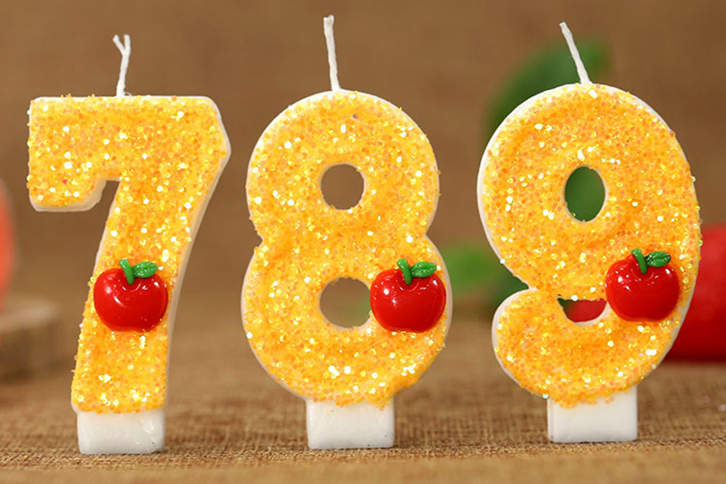 Creative red apple Yellow digital birthday cake decorated candle