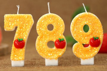 Creative red apple Yellow digital birthday cake decorated candle