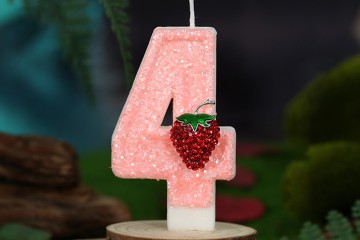 Creative digital strawberries decorated birthday candle