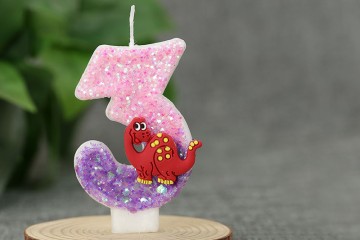 Creative cartoon red dinosaur digital birthday cake decorated candle
