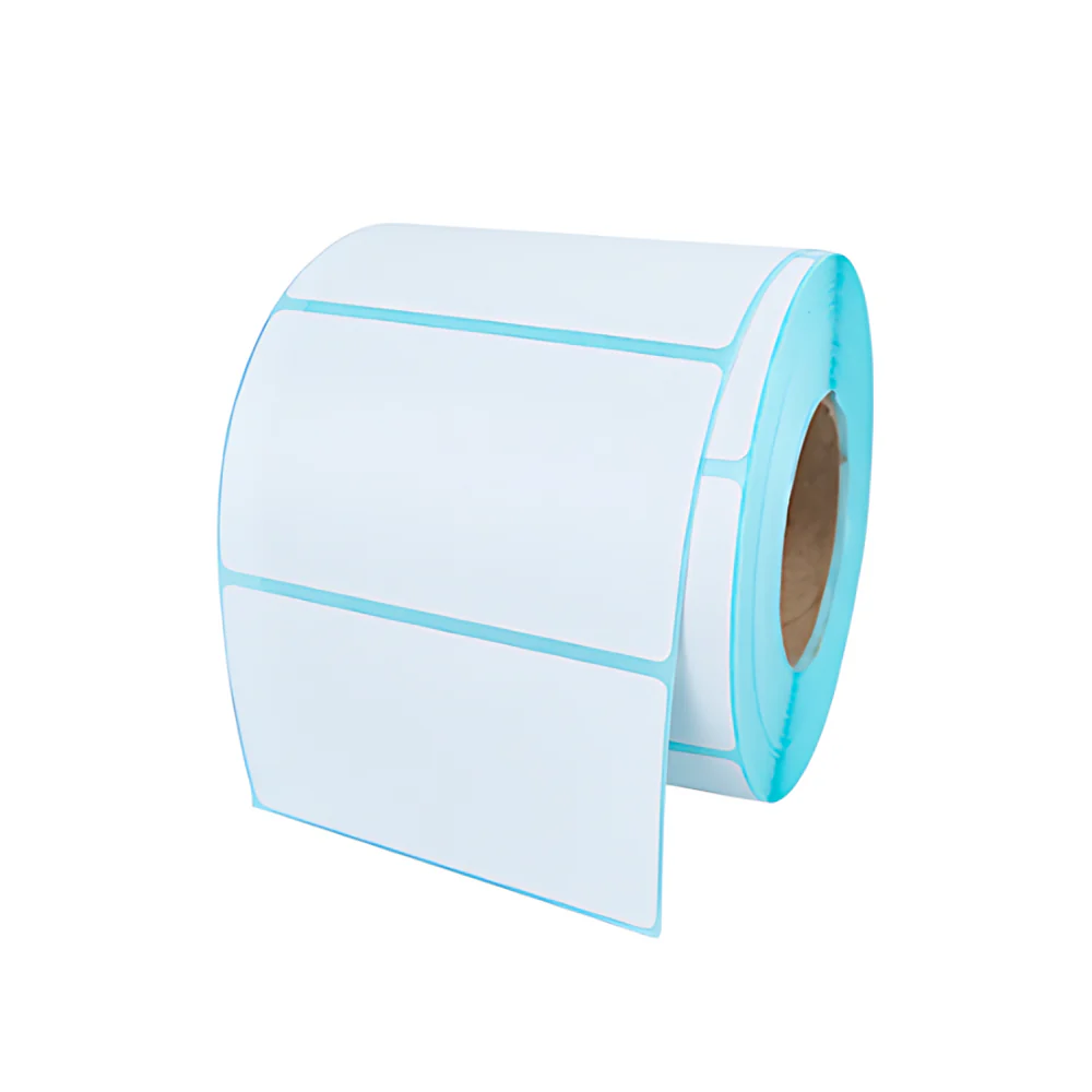 Customized size thermal transfer label print with ribbon blue backing paper Sticker Roll  70*50mm