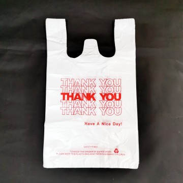 HDPE Custom Printed Thank You Plastic T-Shirt Bag Vest Handle Shopping Bag