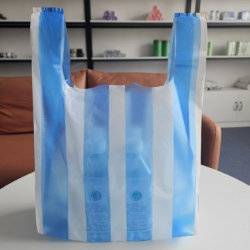 HDPE Wholesale Price High Strength Disposable PE Stripes Color Plastic T-Shirt Bag