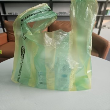 Colorful stripes side printed shopping T-shirt bag